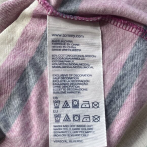 Tommy Hilfiger Maxi Dress Womens Medium Cream Purple Pink Stripes - Picture 6 of 7